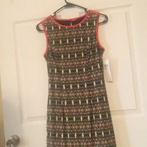 Orange and chocolate brown beige dress